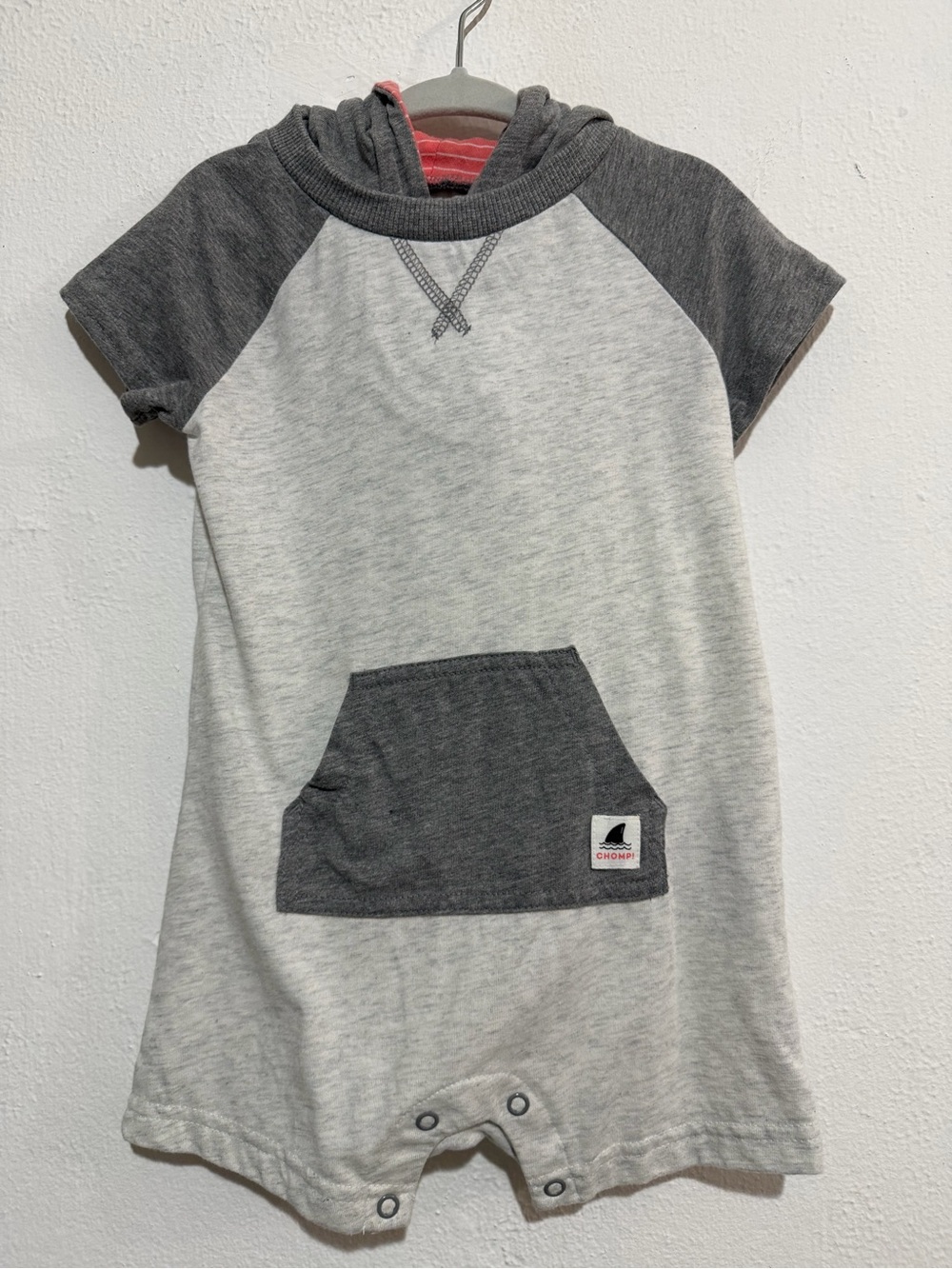 Carter's Light Gray & Dark Gray Hooded Short-Sleeve Romper
